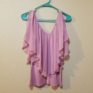 Flowy cold shoulder top